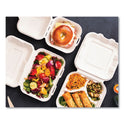 Vegware White Molded Fiber Clamshell Container, Compostable, 7.9 x 7.9 x 2.9, White, Sugarcane, 200/Carton (WHBRG8HW)