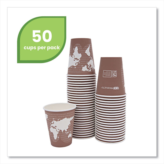 Eco-Products World Art Renewable and Compostable Hot Cups, 8 oz, Plum, 50/Pack (EPBHC8WAPK)