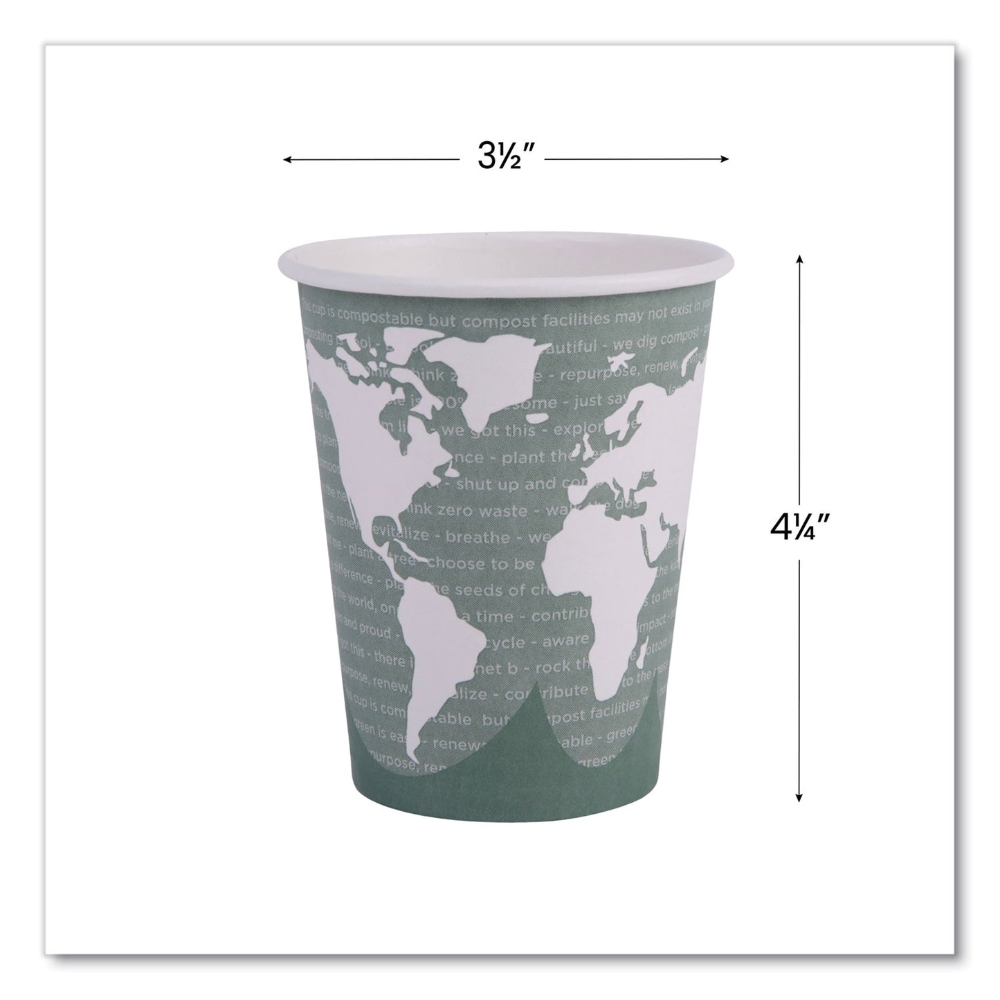 Eco-Products World Art Renewable and Compostable Hot Cups, 12 oz, Gray, 50/Pack (EPBHC12WAPK)