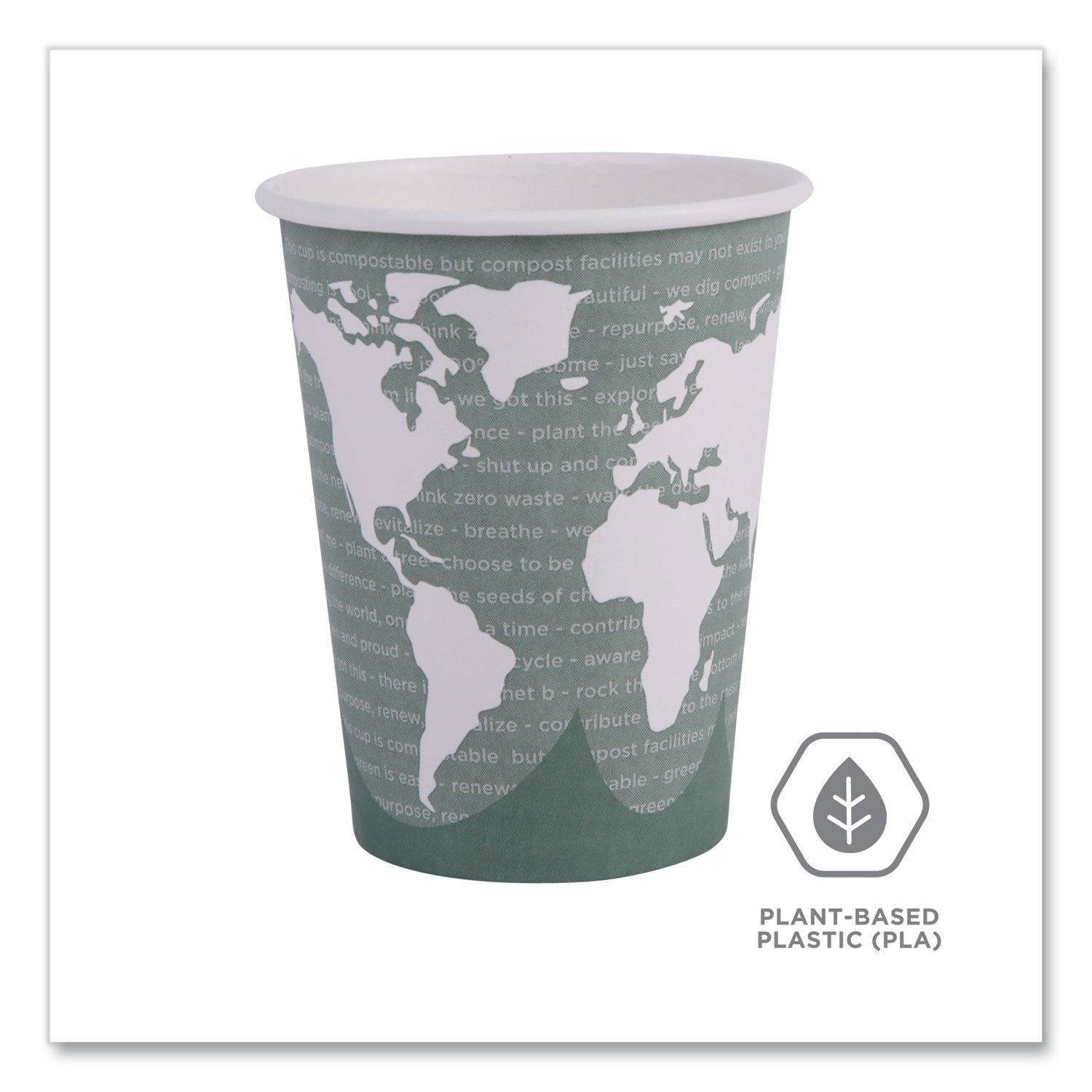 Eco-Products World Art Renewable and Compostable Hot Cups, 12 oz, Gray, 50/Pack (EPBHC12WAPK)