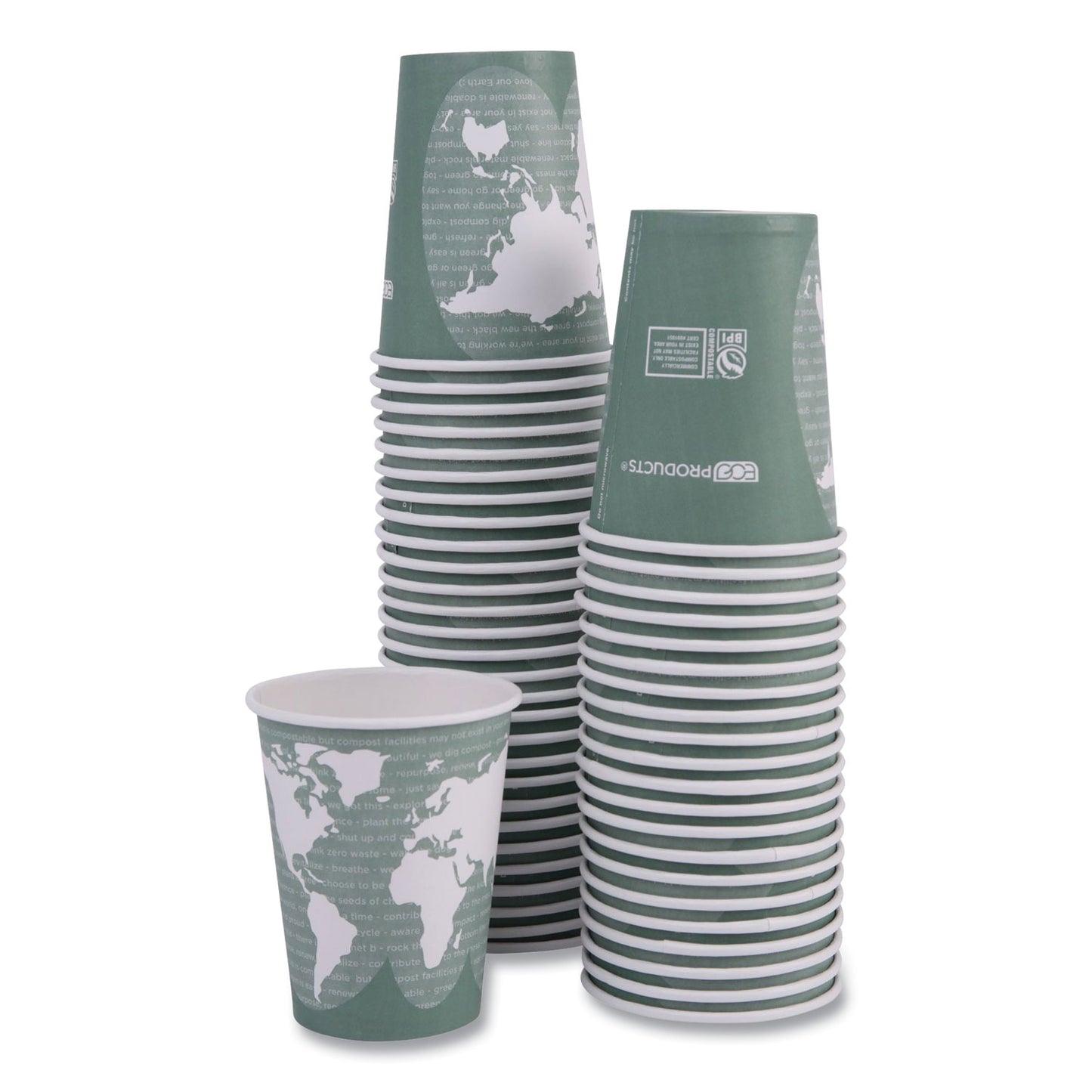 Eco-Products World Art Renewable and Compostable Hot Cups, 12 oz, Gray, 50/Pack (EPBHC12WAPK)