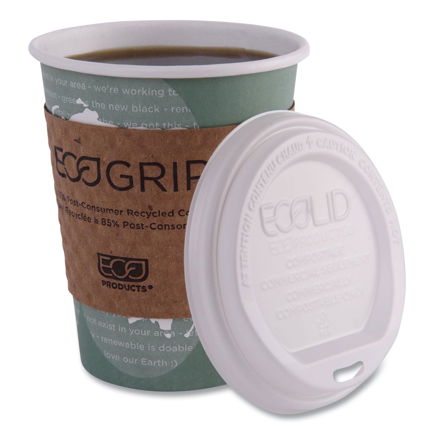 Eco-Products World Art Renewable and Compostable Hot Cups, 12 oz, Gray, 50/Pack (EPBHC12WAPK)