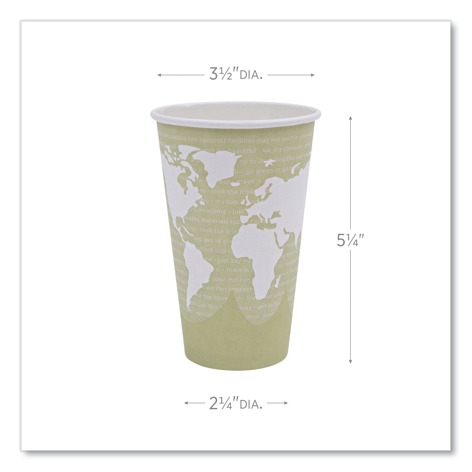 Eco-Products World Art Renewable and Compostable Hot Cups, 16 oz, Moss, 50/Pack (EPBHC16WAPK)