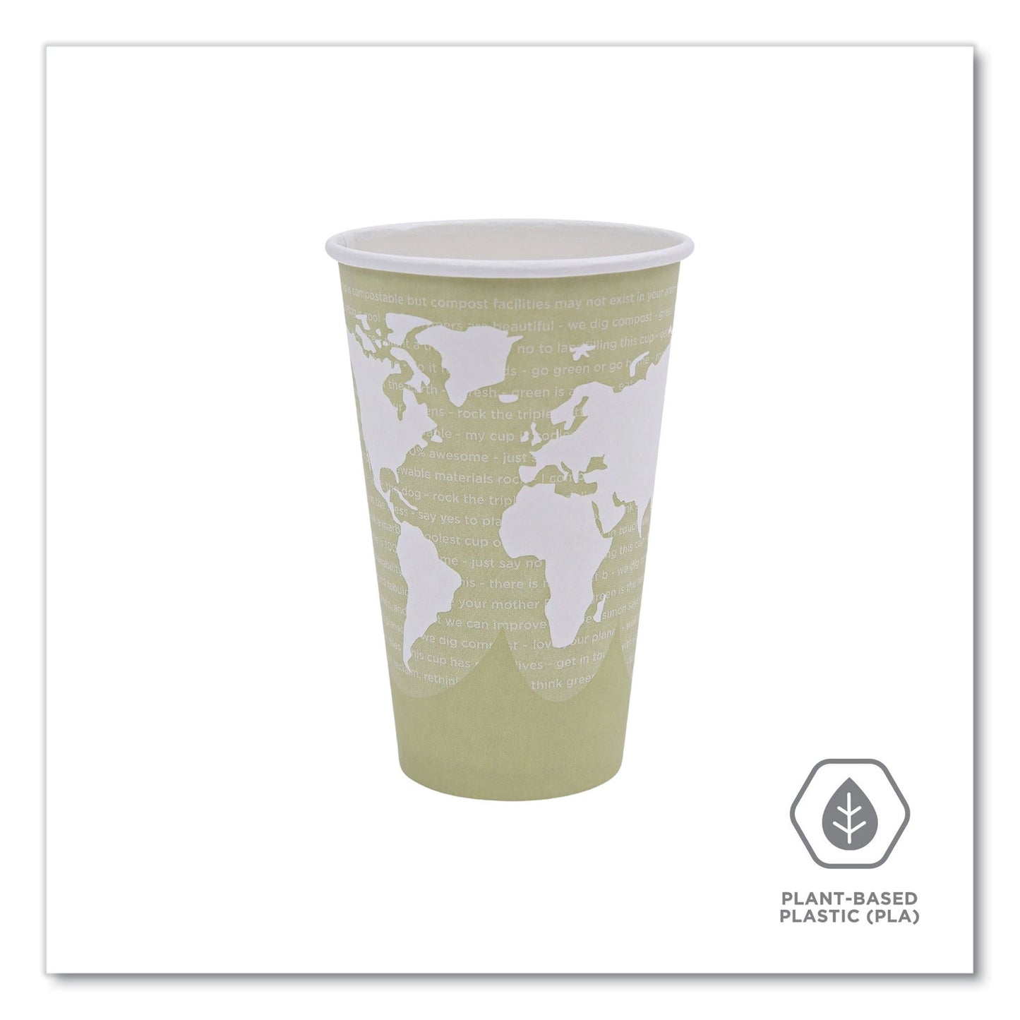 Eco-Products World Art Renewable and Compostable Hot Cups, 16 oz, Moss, 50/Pack (EPBHC16WAPK)