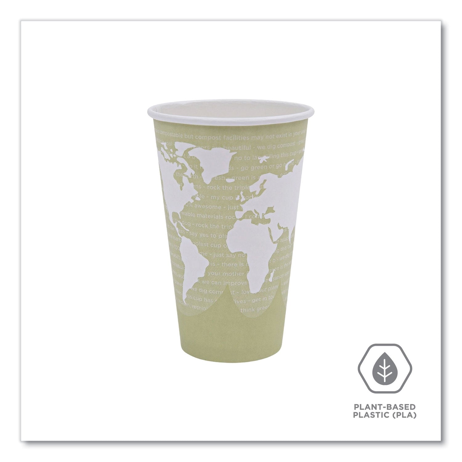 Eco-Products World Art Renewable and Compostable Hot Cups, 16 oz, Moss, 50/Pack (EPBHC16WAPK)
