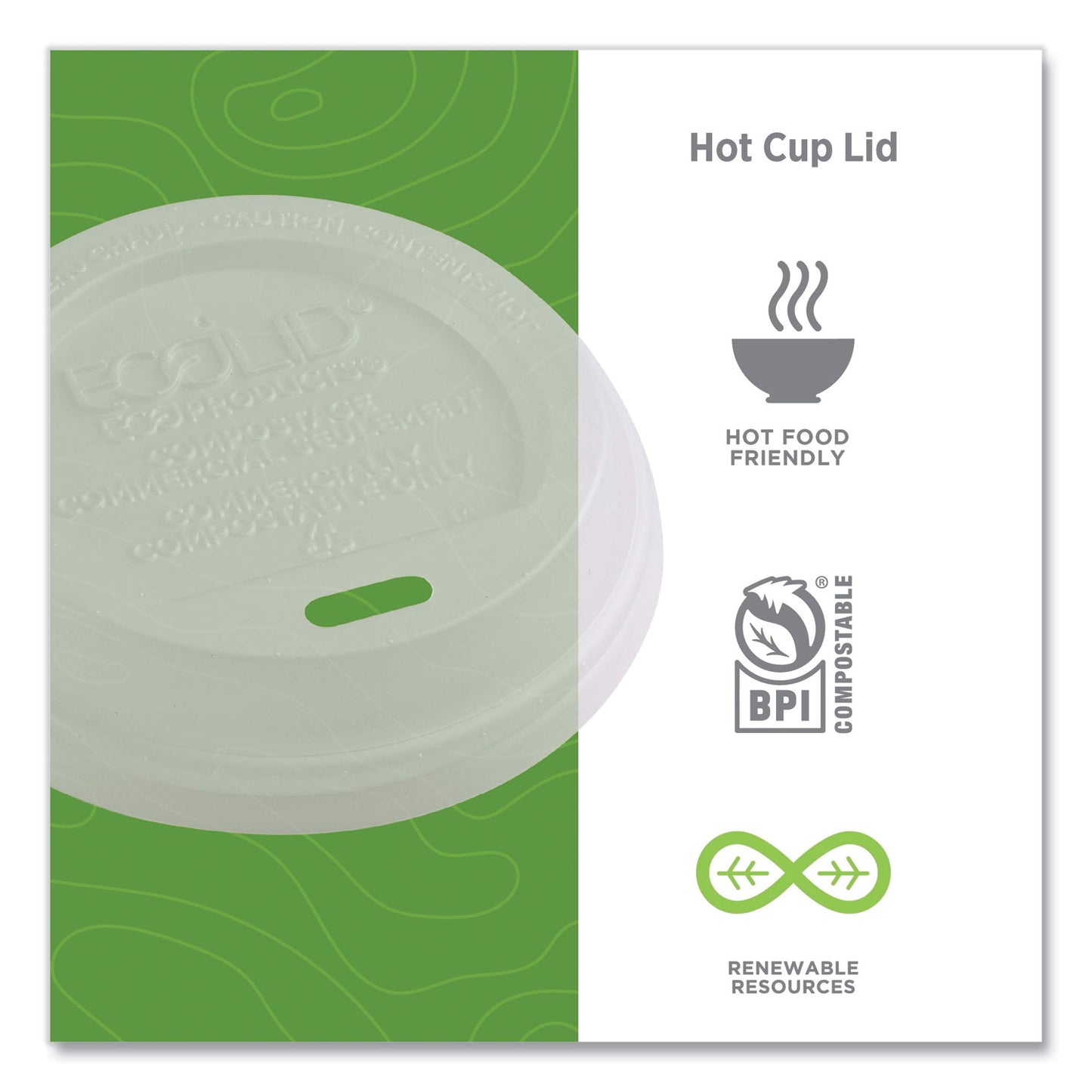 Eco-Products EcoLid Renewable/Compostable Hot Cup Lids, PLA, Fits 8 oz Hot Cups, 50/Packs, 16 Packs/Carton (EPECOLID8)