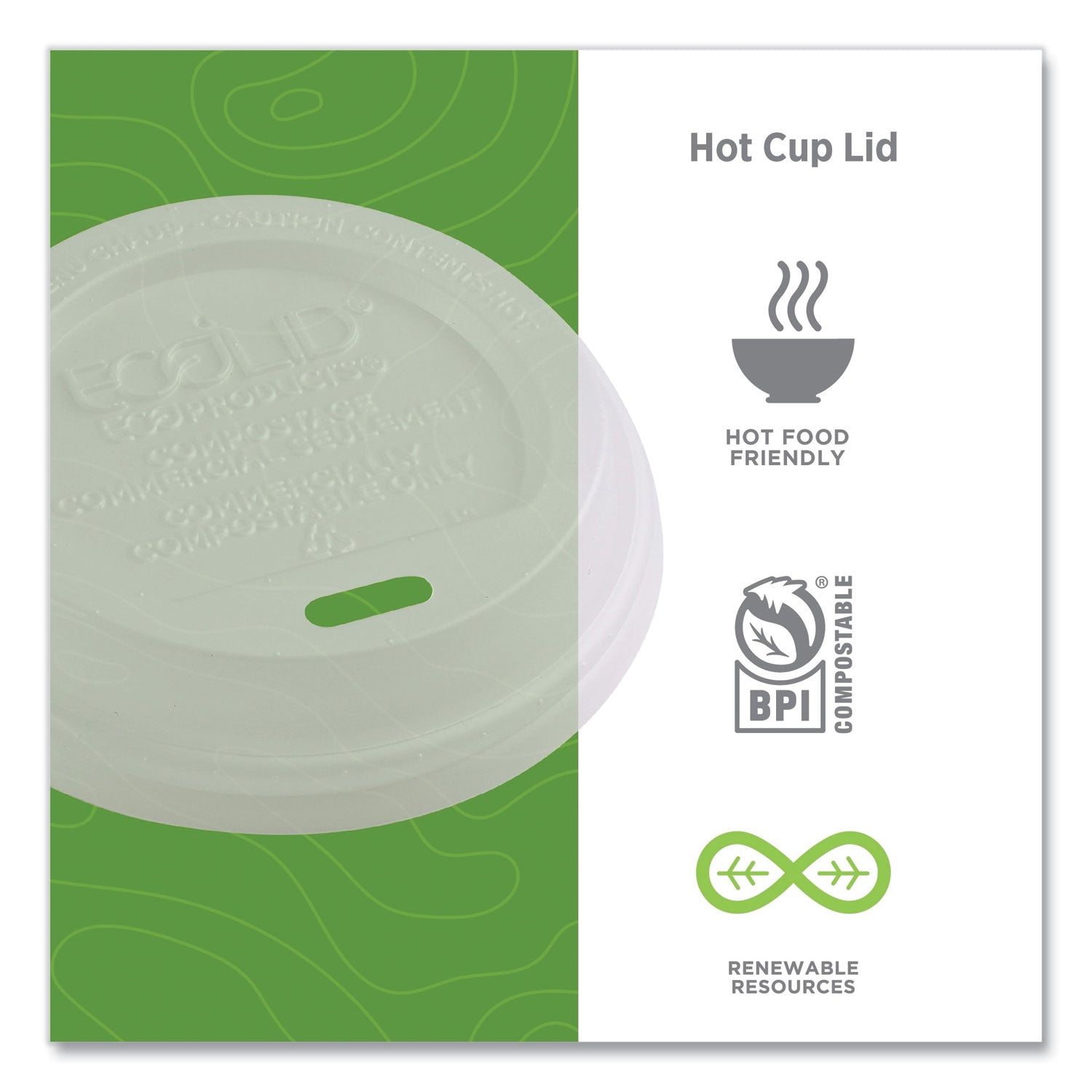 Eco-Products EcoLid Renewable/Compostable Hot Cup Lids, PLA, Fits 8 oz Hot Cups, 50/Packs, 16 Packs/Carton (EPECOLID8)