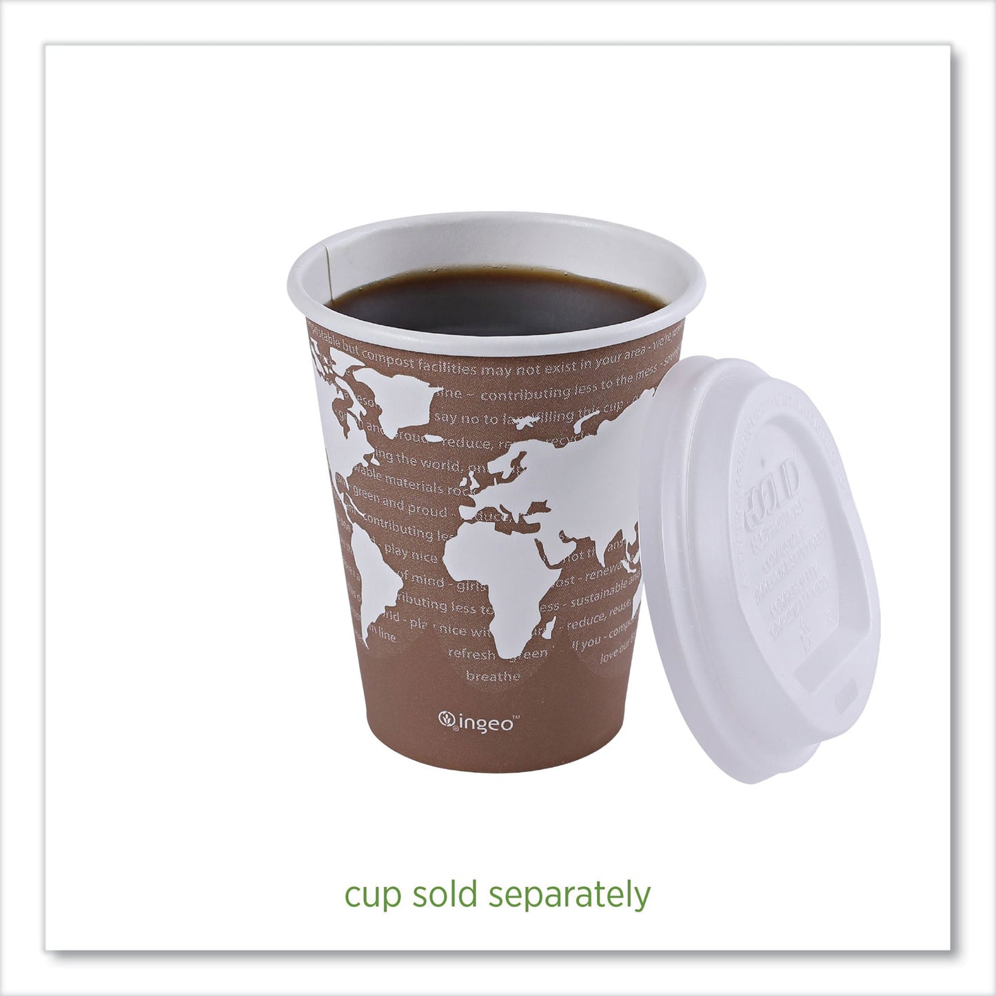 Eco-Products EcoLid Renewable/Compostable Hot Cup Lids, PLA, Fits 8 oz Hot Cups, 50/Packs, 16 Packs/Carton (EPECOLID8)