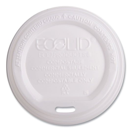 Eco-Products EcoLid Renewable/Compostable Hot Cup Lid, PLA, Fits 10 oz to 20 oz Hot Cups, 50/Pack, 16 Packs/Carton (EPECOLIDW)