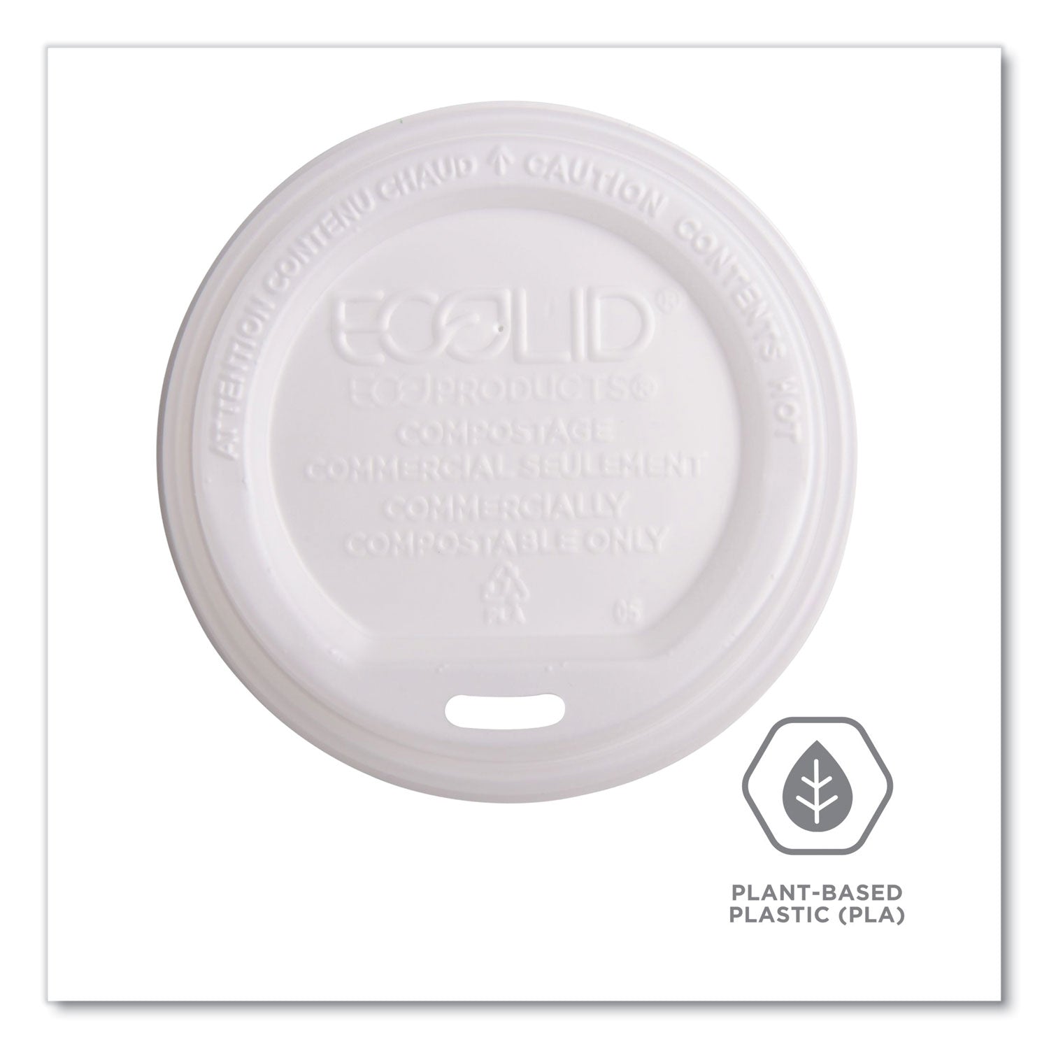 Eco-Products EcoLid Renewable/Compostable Hot Cup Lid, PLA, Fits 10 oz to 20 oz Hot Cups, 50/Pack, 16 Packs/Carton (EPECOLIDW)