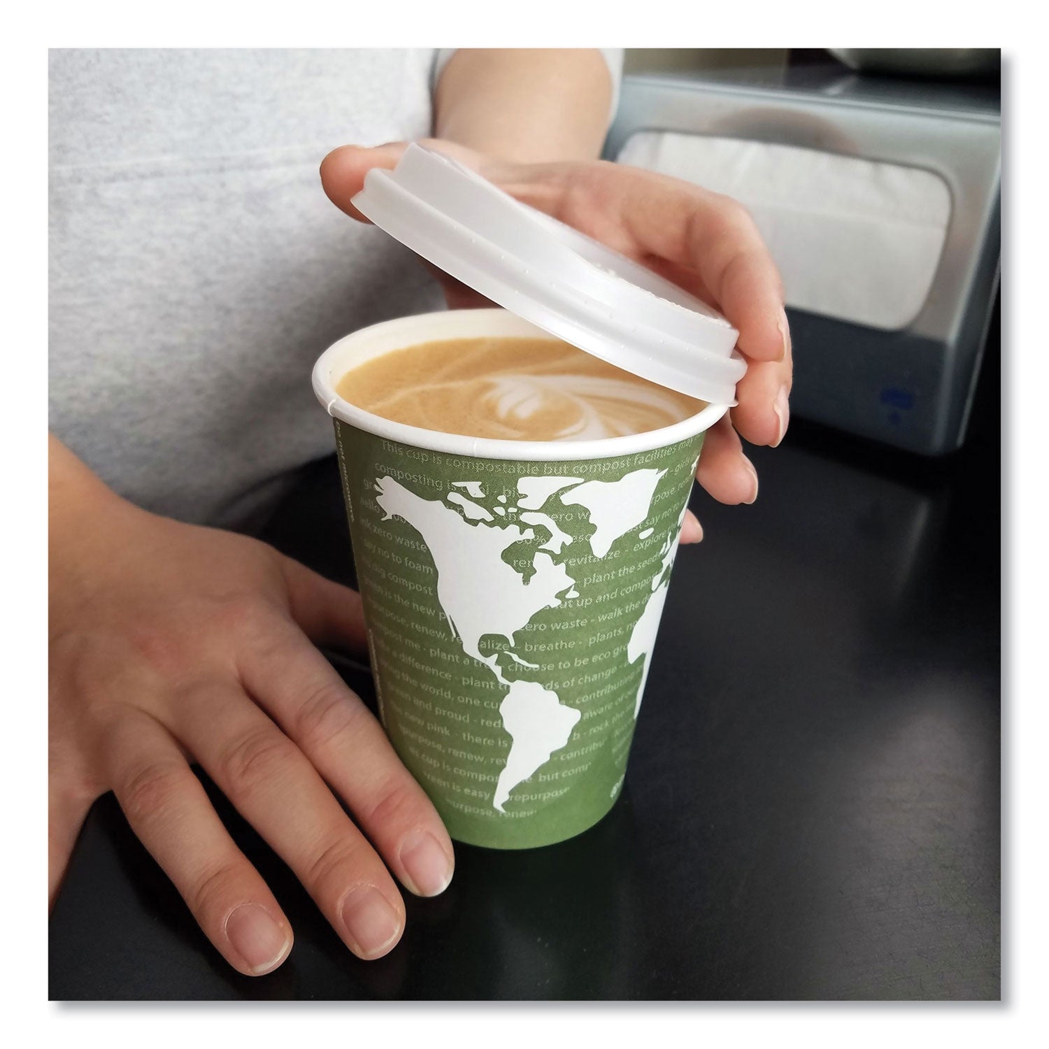 Eco-Products EcoLid Renewable/Compostable Hot Cup Lid, PLA, Fits 10 oz to 20 oz Hot Cups, 50/Pack, 16 Packs/Carton (EPECOLIDW)