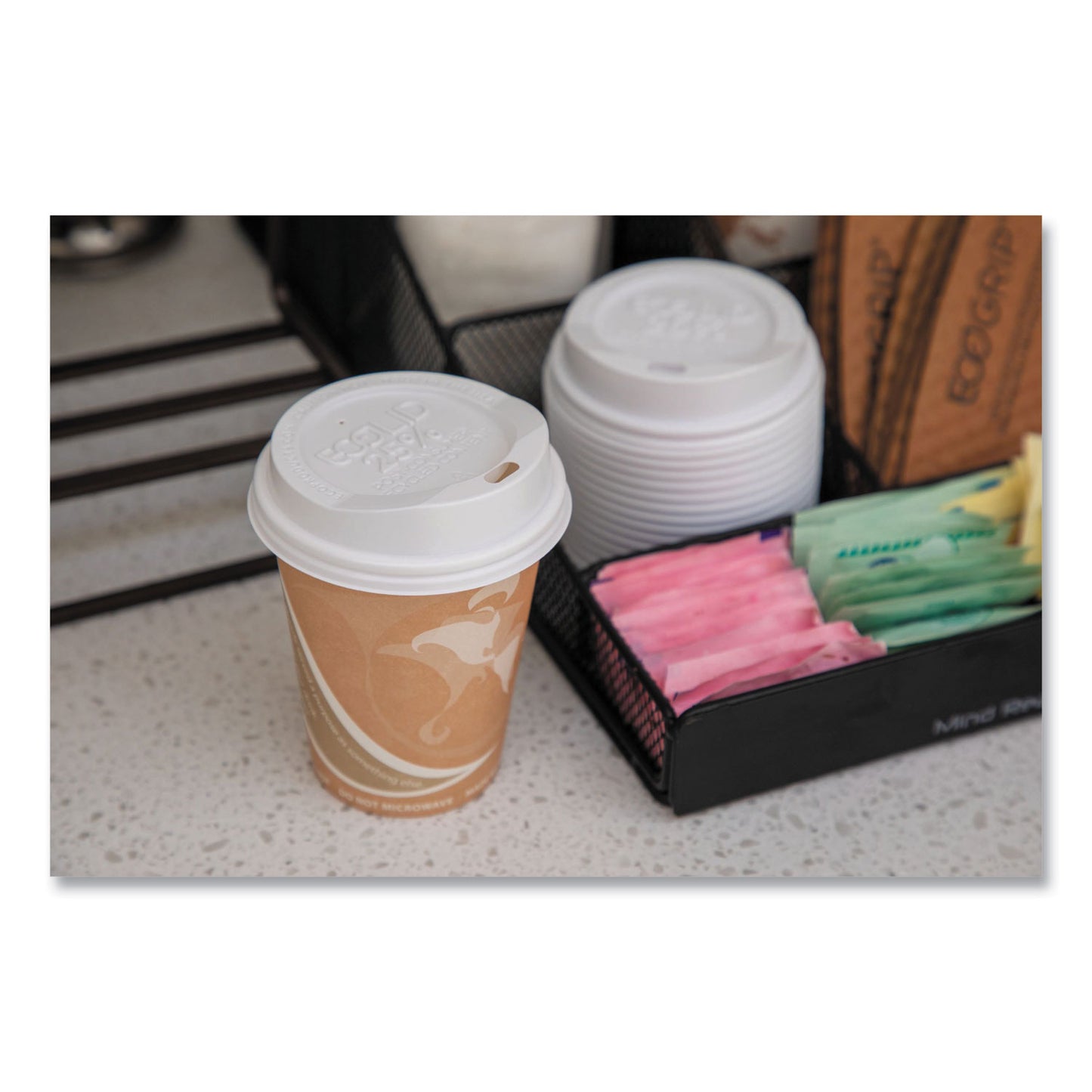 Eco-Products EcoLid 25% Recycled Content Hot Cup Lid, White, Fits 8 oz Hot Cups, 100/Pack, 10 Packs/Carton (EPHL8WR)