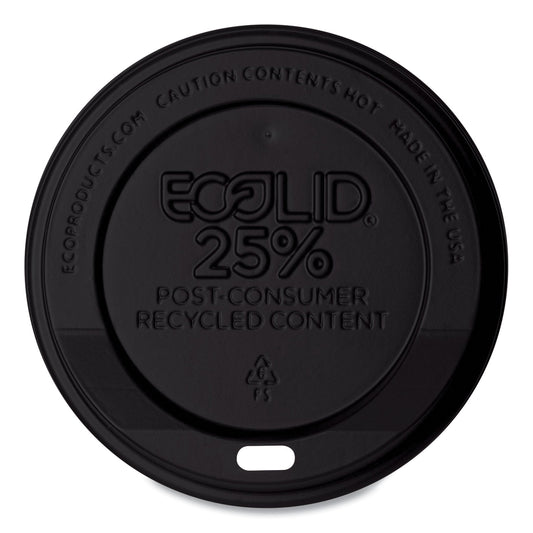 Eco-Products EcoLid 25% Recycled Content Hot Cup Lid, Black, Fits 10 oz to 20 oz Cups, 100/Pack, 10 Packs/Carton (EPHL16BR)