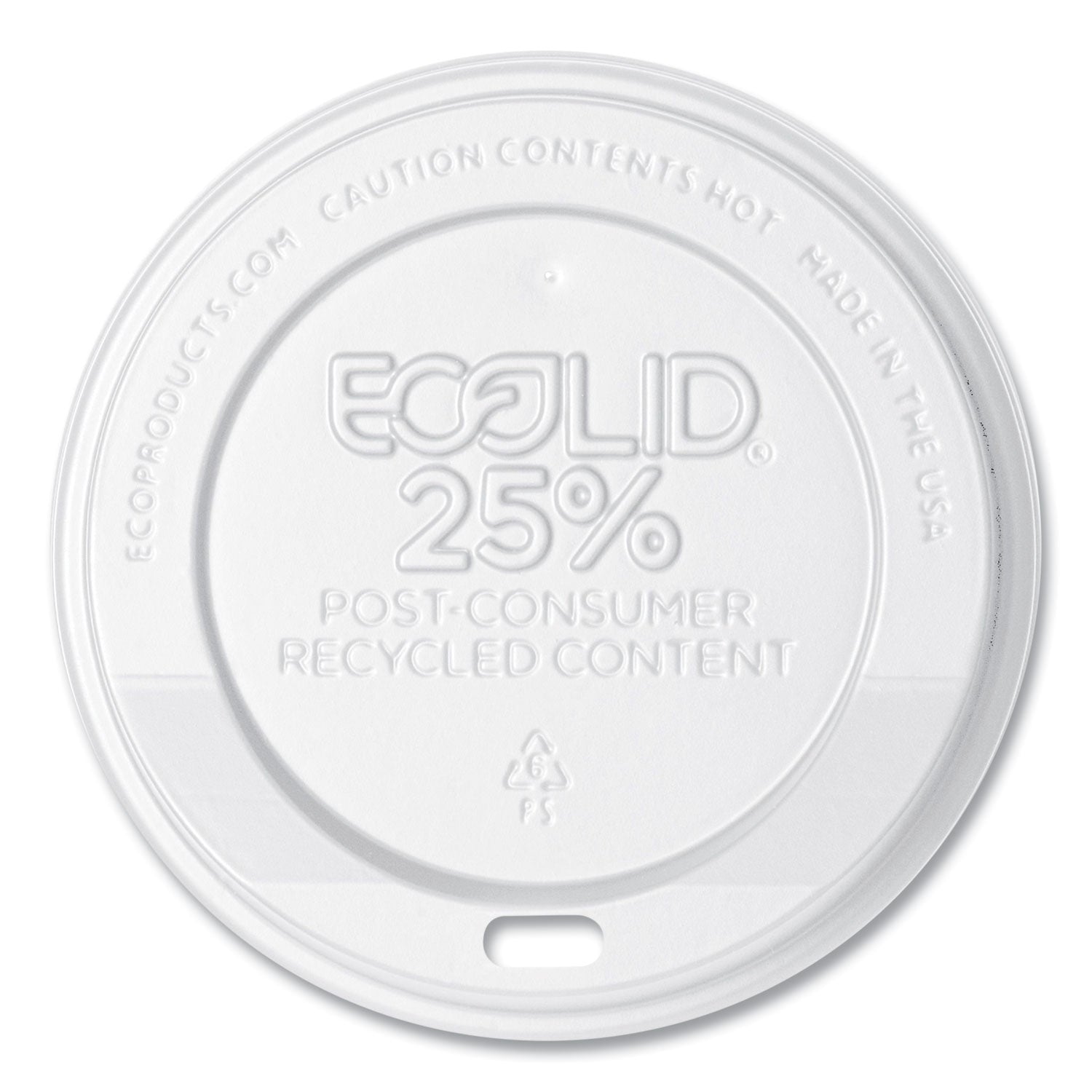 Eco-Products EcoLid 25% Recycled Content Hot Cup Lid, White, Fits 10 oz to 20 oz Cups, 100/Pack, 10 Packs/Carton (EPHL16WR)