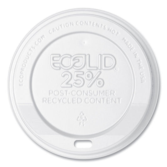 Eco-Products EcoLid 25% Recycled Content Hot Cup Lid, White, Fits 10 oz to 20 oz Cups, 100/Pack, 10 Packs/Carton (EPHL16WR)