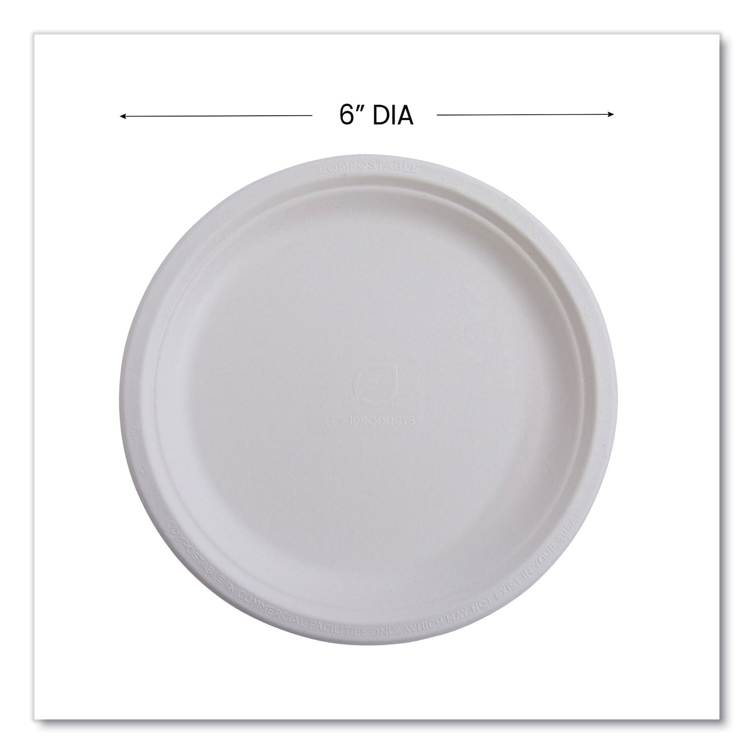 Eco-Products Renewable Sugarcane Plates, 6" dia, Natural White, 1,000/Carton (EPP016CT)