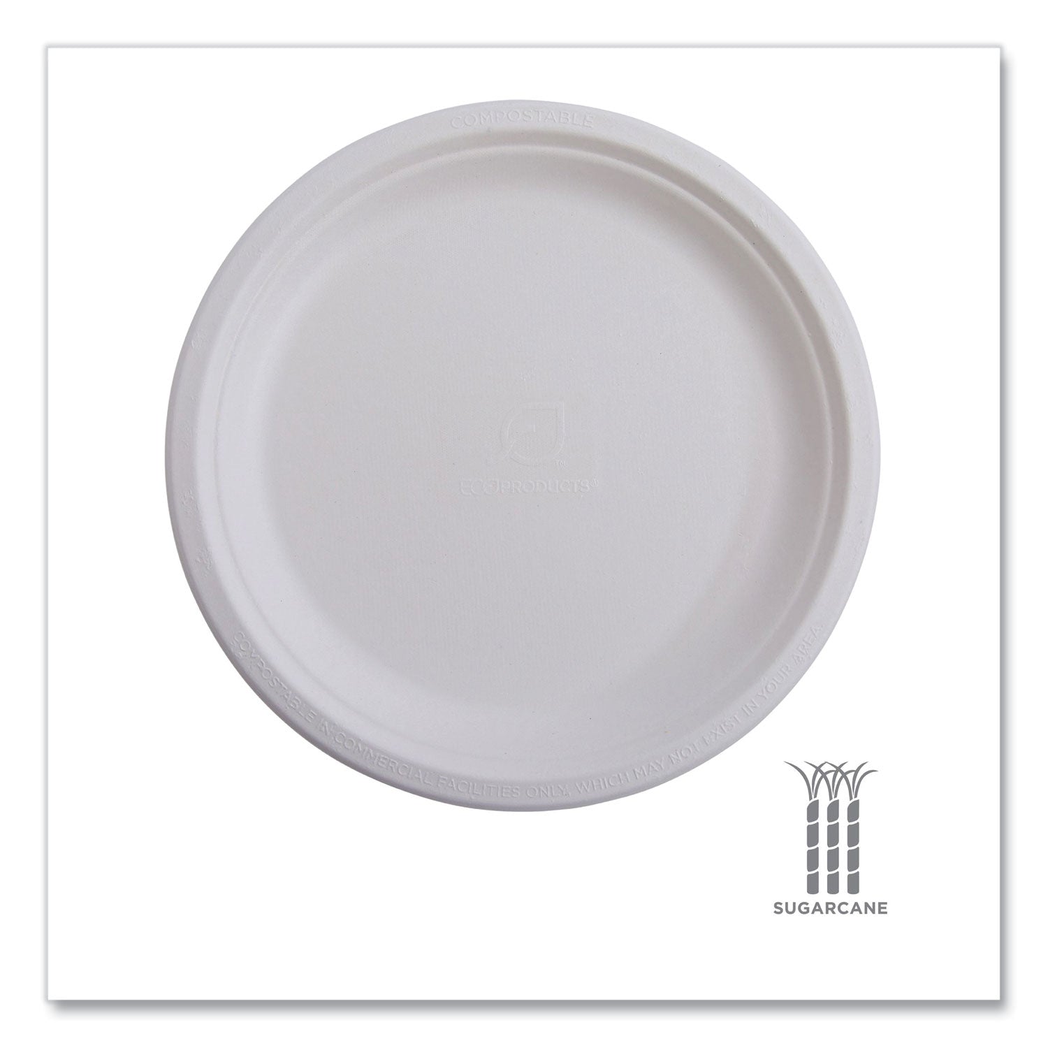 Eco-Products Renewable Sugarcane Plates, 6" dia, Natural White, 1,000/Carton (EPP016CT)