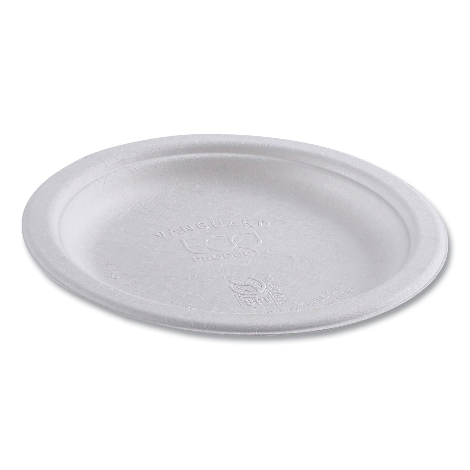 Eco-Products Vanguard Renewable and Compostable Sugarcane Plates, 6" dia, White, 1,000/Carton (EPP016NFA)