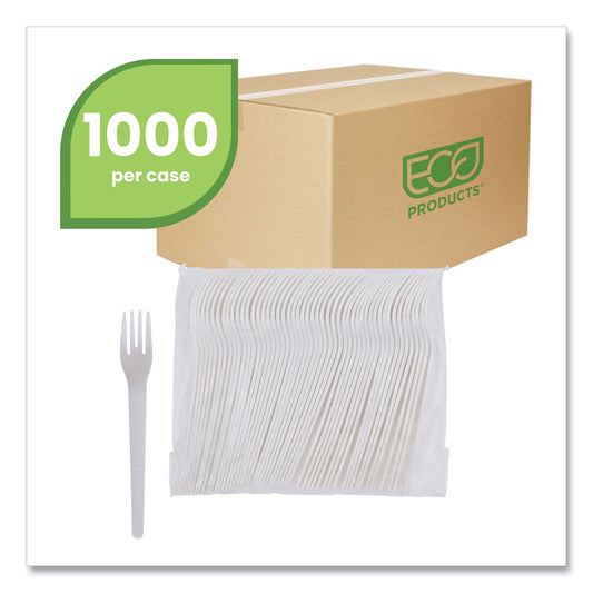 Eco-Products Plantware Compostable Cutlery, Fork, 6", Pearl White, 50/Pack, 20 Pack/Carton (EPS012)