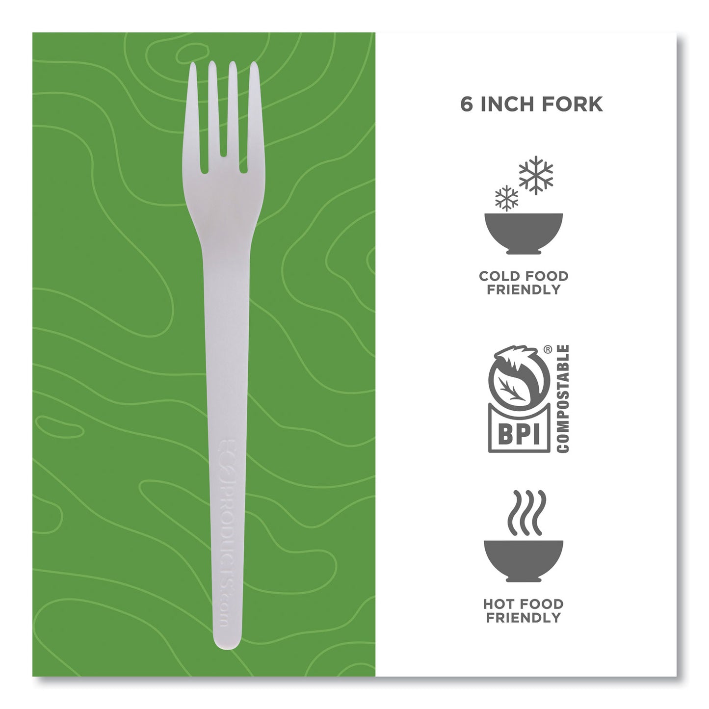 Eco-Products Plantware Compostable Cutlery, Fork, 6", Pearl White, 50/Pack, 20 Pack/Carton (EPS012)