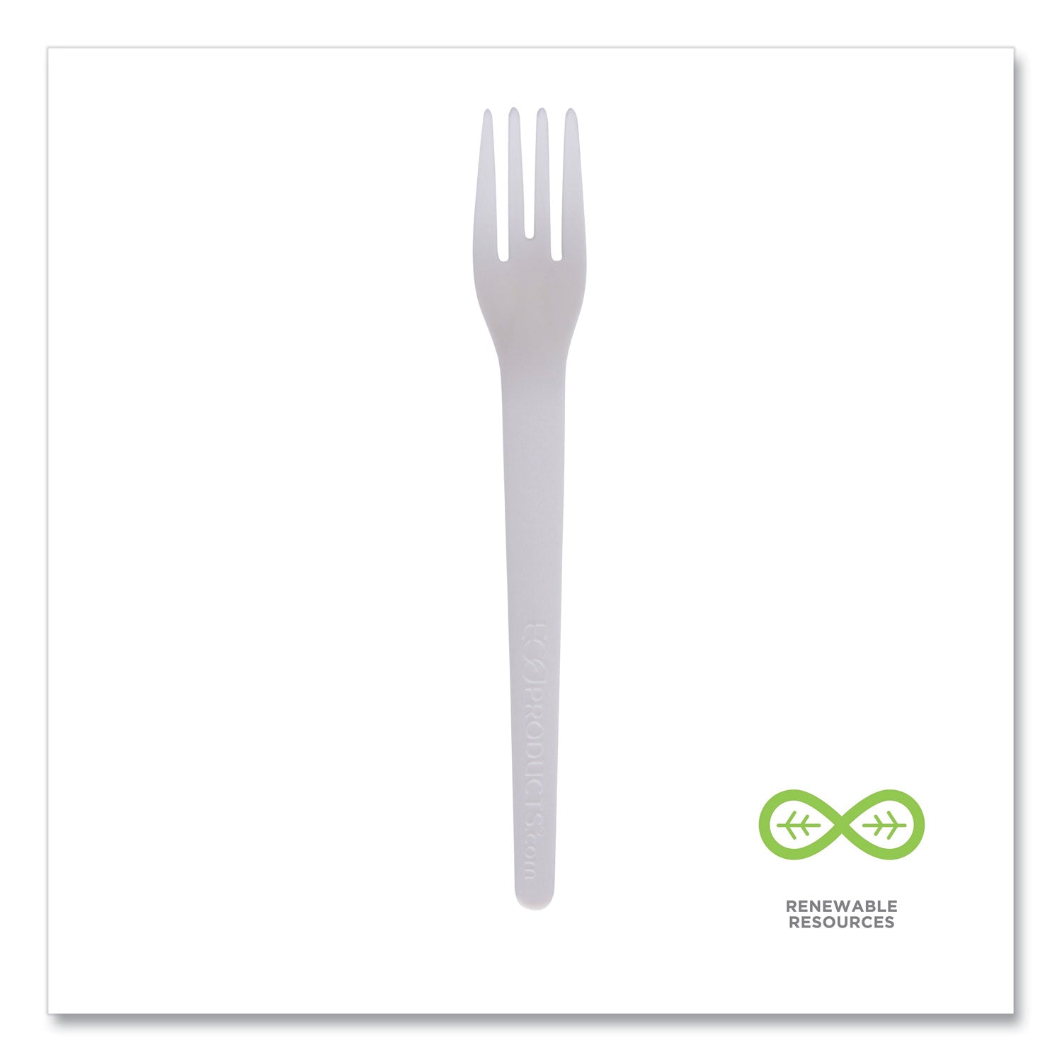 Eco-Products Plantware Compostable Cutlery, Fork, 6", Pearl White, 50/Pack, 20 Pack/Carton (EPS012)