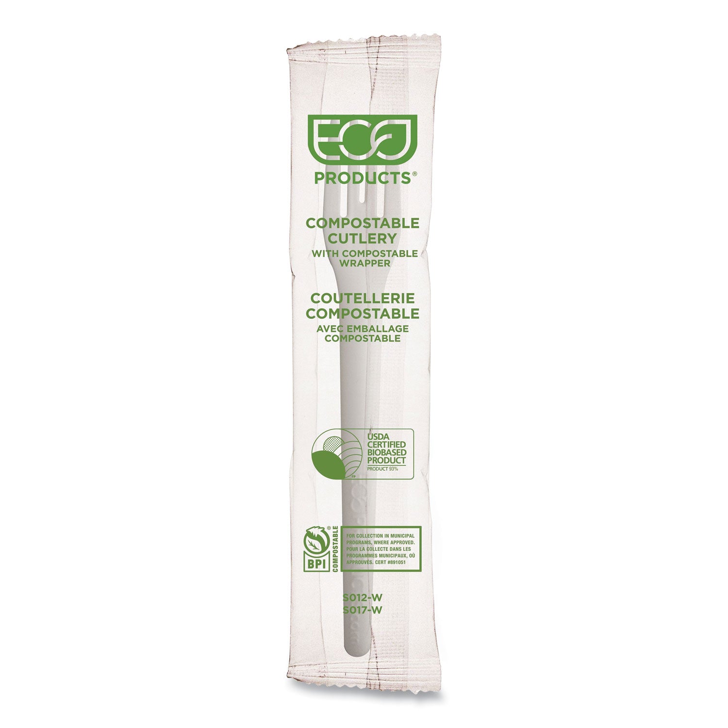 Eco-Products Plantware Compostable Cutlery, Fork, 6", White, 1,000/Carton (EPS012W)