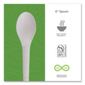 Eco-Products Plantware Compostable Cutlery, Spoon, 6", Pearl White, 50/Pack, 20 Pack/Carton (EPS013)