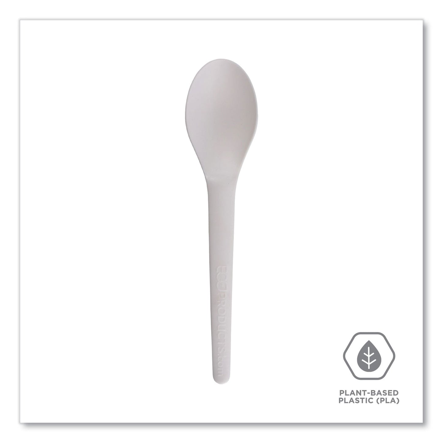 Eco-Products Plantware Compostable Cutlery, Spoon, 6", Pearl White, 50/Pack, 20 Pack/Carton (EPS013)