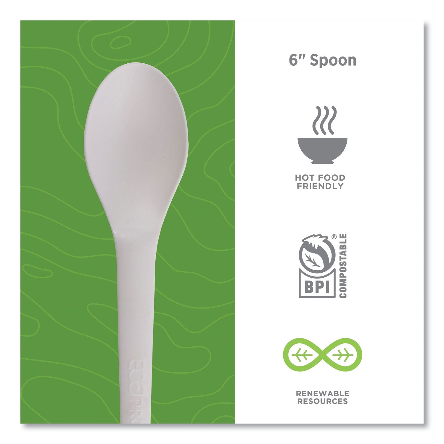 Eco-Products Plantware Compostable Cutlery, Spoon, 6", White, 1,000/Carton (EPS013W)