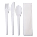 Eco-Products Plantware Compostable Cutlery Kit, Knife/Fork/Spoon/Napkin, 6", Pearl White, 250 Kits/Carton (EPS015)
