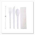 Eco-Products Plantware Compostable Cutlery Kit, Knife/Fork/Spoon/Napkin, 6", Pearl White, 250 Kits/Carton (EPS015)