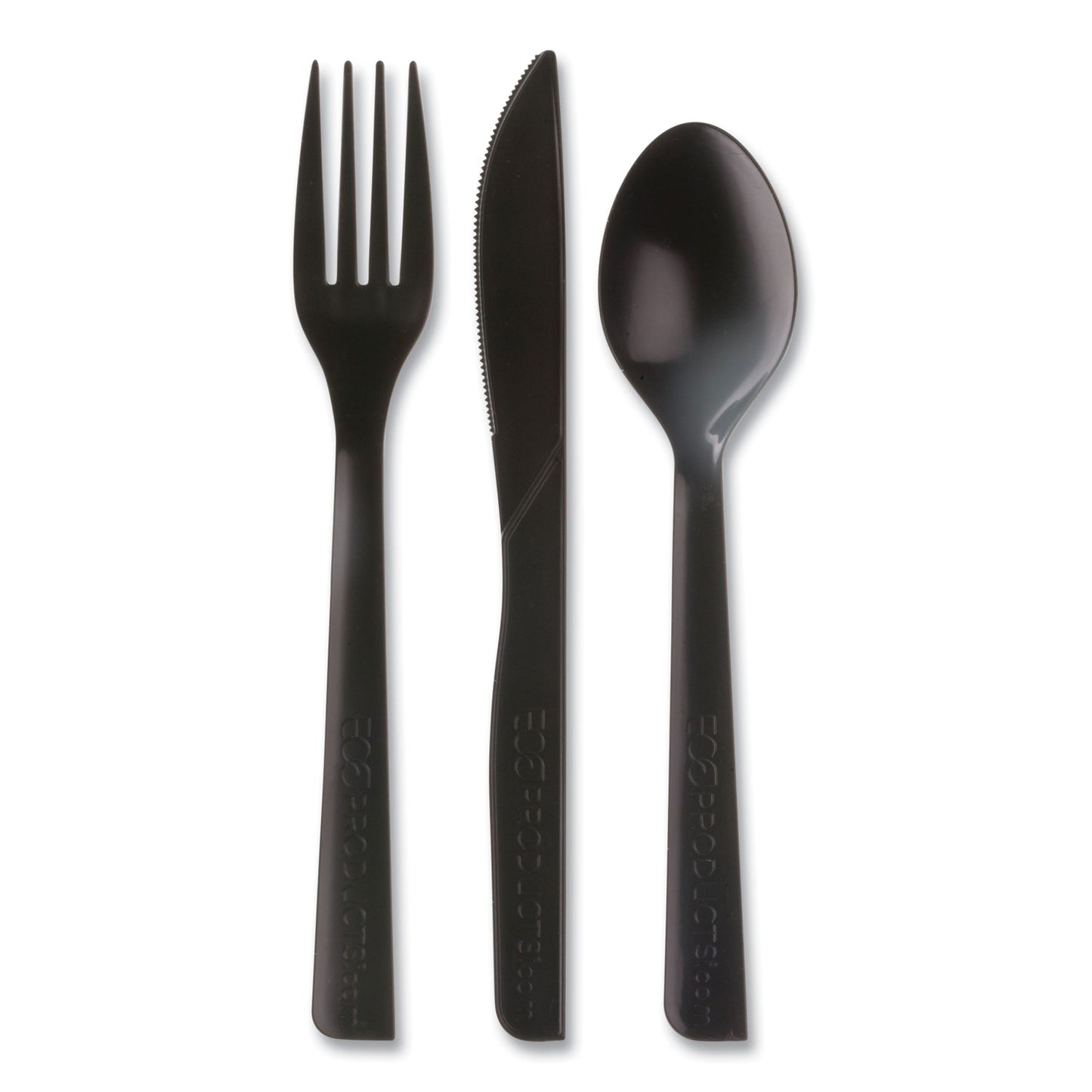 Eco-Products 100% Recycled Content Cutlery Kit, Fork/Knife/Soup Spoon/Teaspoon6", Black, 250 Kits/Carton (EPS115)