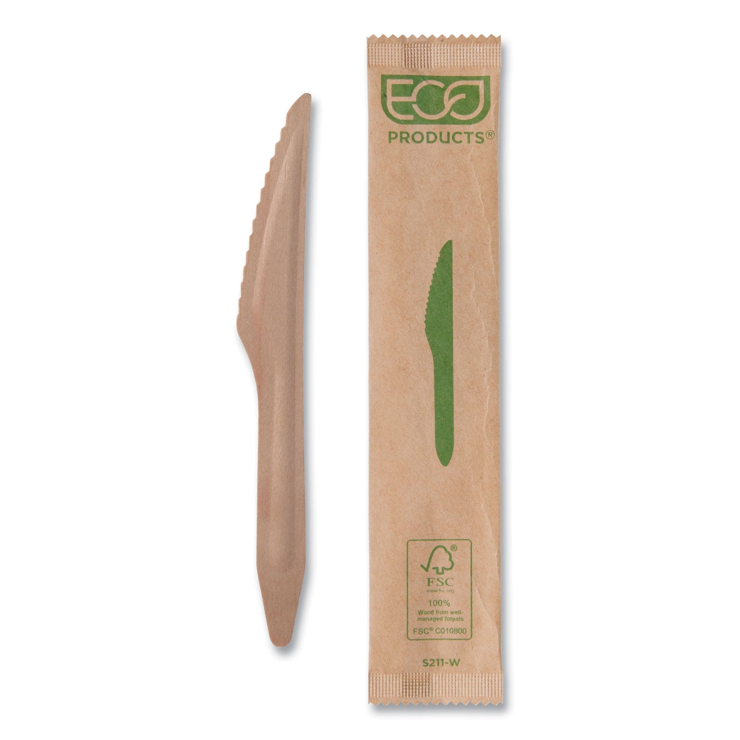 Eco-Products Wood Cutlery, Knife, Natural, 500/Carton (EPS211W)