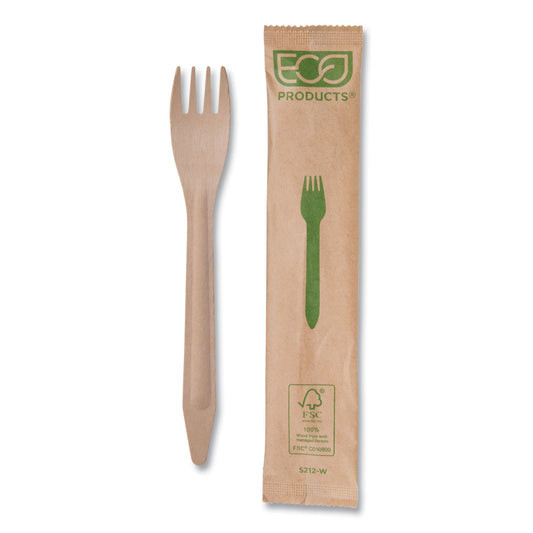 Eco-Products Wood Cutlery, Fork, Natural, 500/Carton (EPS212W)