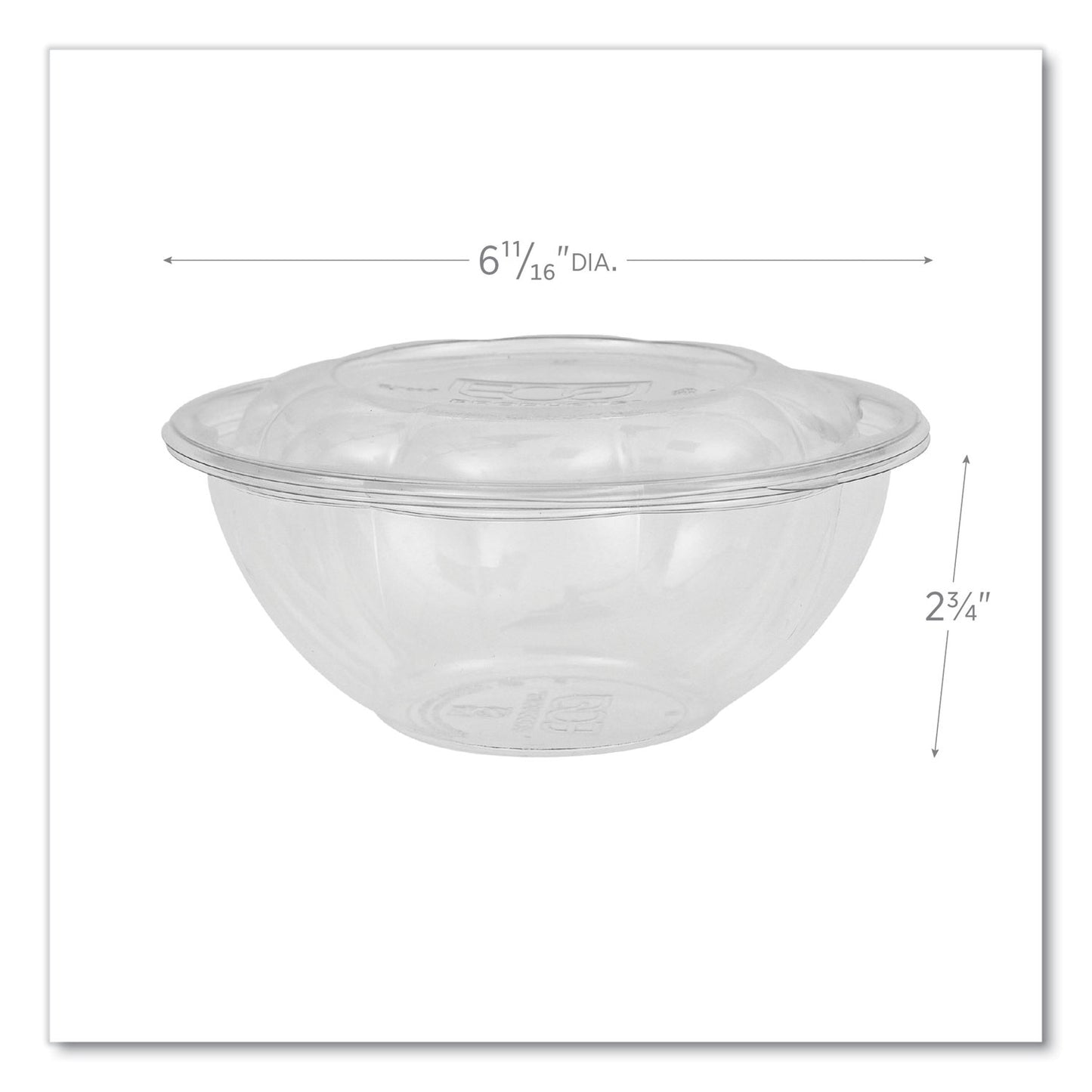 Eco-Products Renewable and Compostable Salad Bowls with Lids, 24 oz, Clear, Plastic, 50/Pack, 3 Packs/Carton (EPSB24)