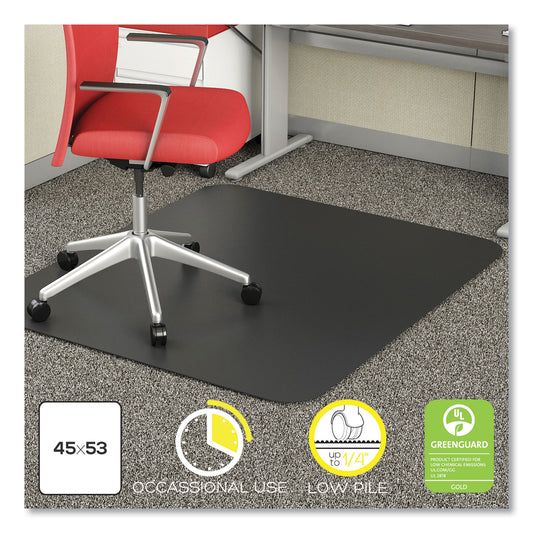 Deflecto EconoMat Carpet Chair Mat, Rectangular, 45 x 53, Black (CM11242BCOM)