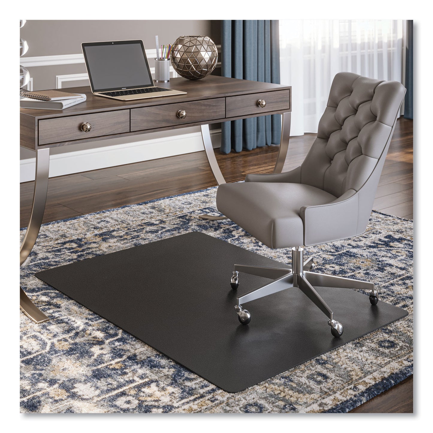 Deflecto EconoMat Carpet Chair Mat, Rectangular, 46 x 60, Black (CM11442FBCOM)