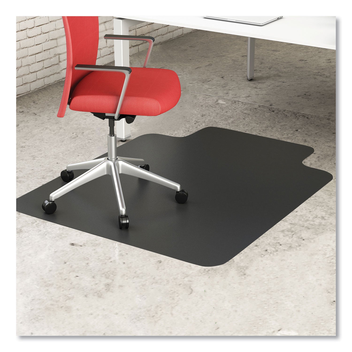 Deflecto EconoMat Hard Floor Chair Mat, Lipped, 36 x 48, Black (CM21112BCOM)