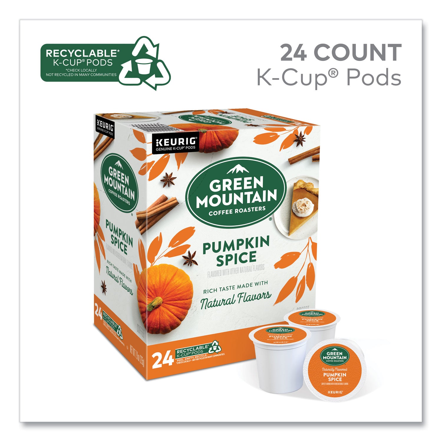 Keurig Fair Trade Certified Pumpkin Spice Flavored Coffee K-Cups, 24/Box (6758)