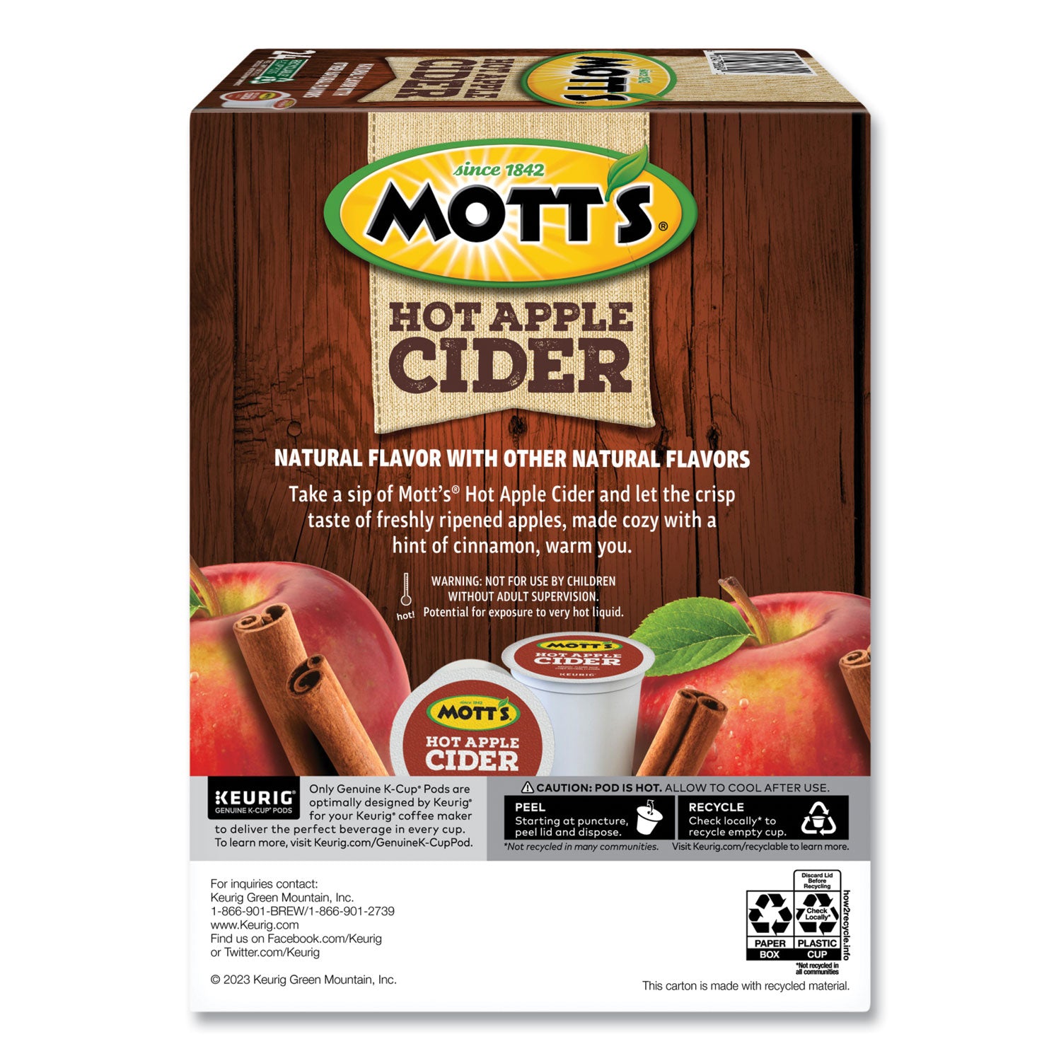 Mott's Hot Apple Cider K-Cup Pods, 1 oz K-Cup Pod, 24/Box (8604)