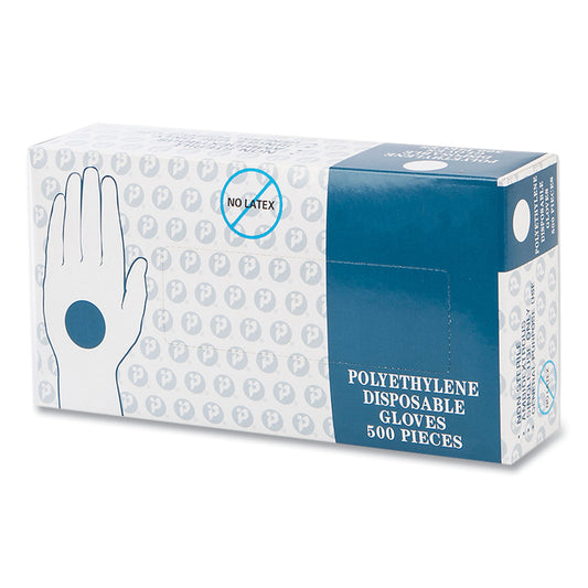 Inteplast Group Embossed Polyethylene Disposable Gloves, Large, Powder-Free, Clear, 500/Box, 4 Boxes/Carton (GLLG2K)