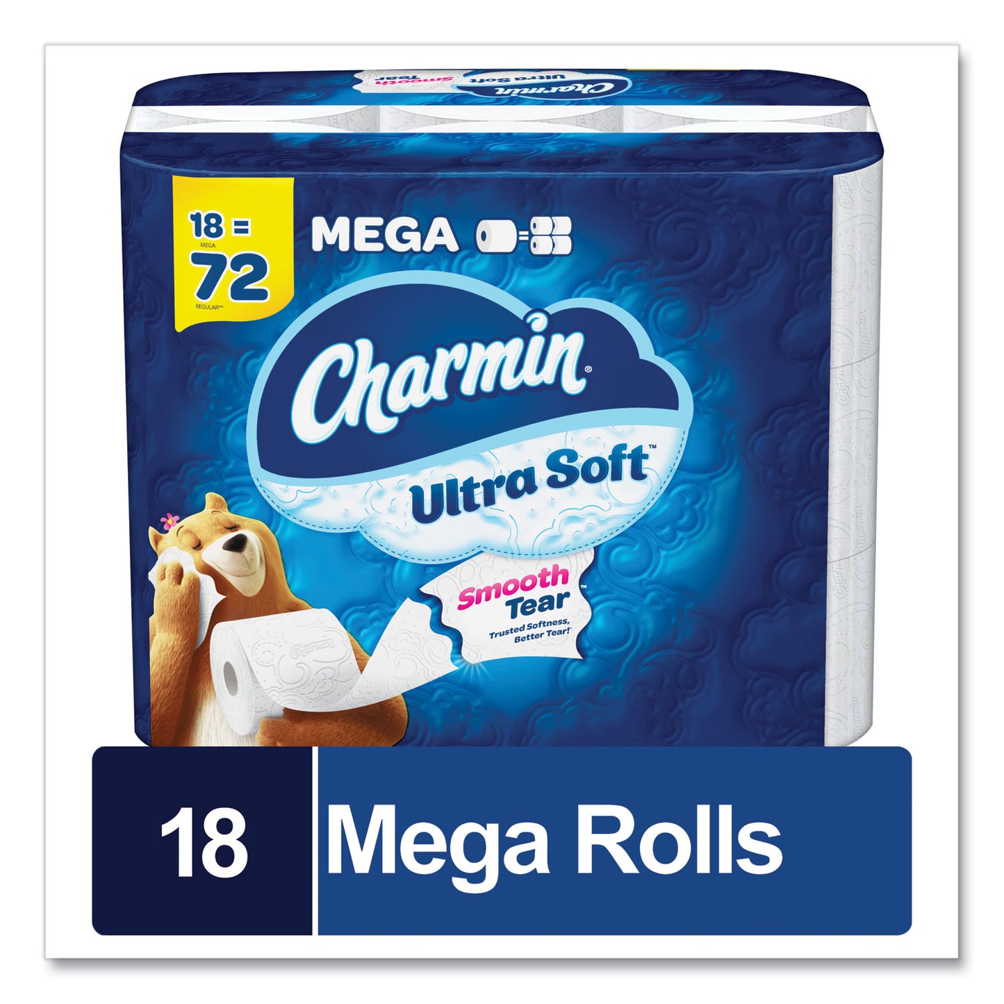 Charmin Ultra Soft Bathroom Tissue, Mega Roll, Septic Safe, 2-Ply, White, 224 Sheets/Roll, 18 Rolls/Carton (08797)