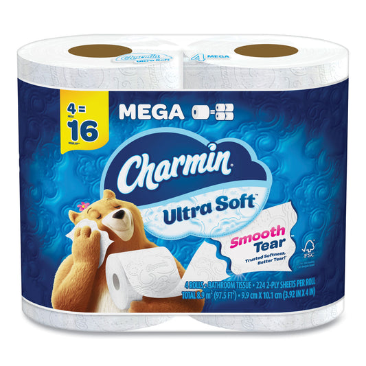 Charmin Ultra Soft Bathroom Tissue, Septic Safe, 2-Ply, White, 224 Sheets/Roll, 4 Rolls/Pack (08806PK)