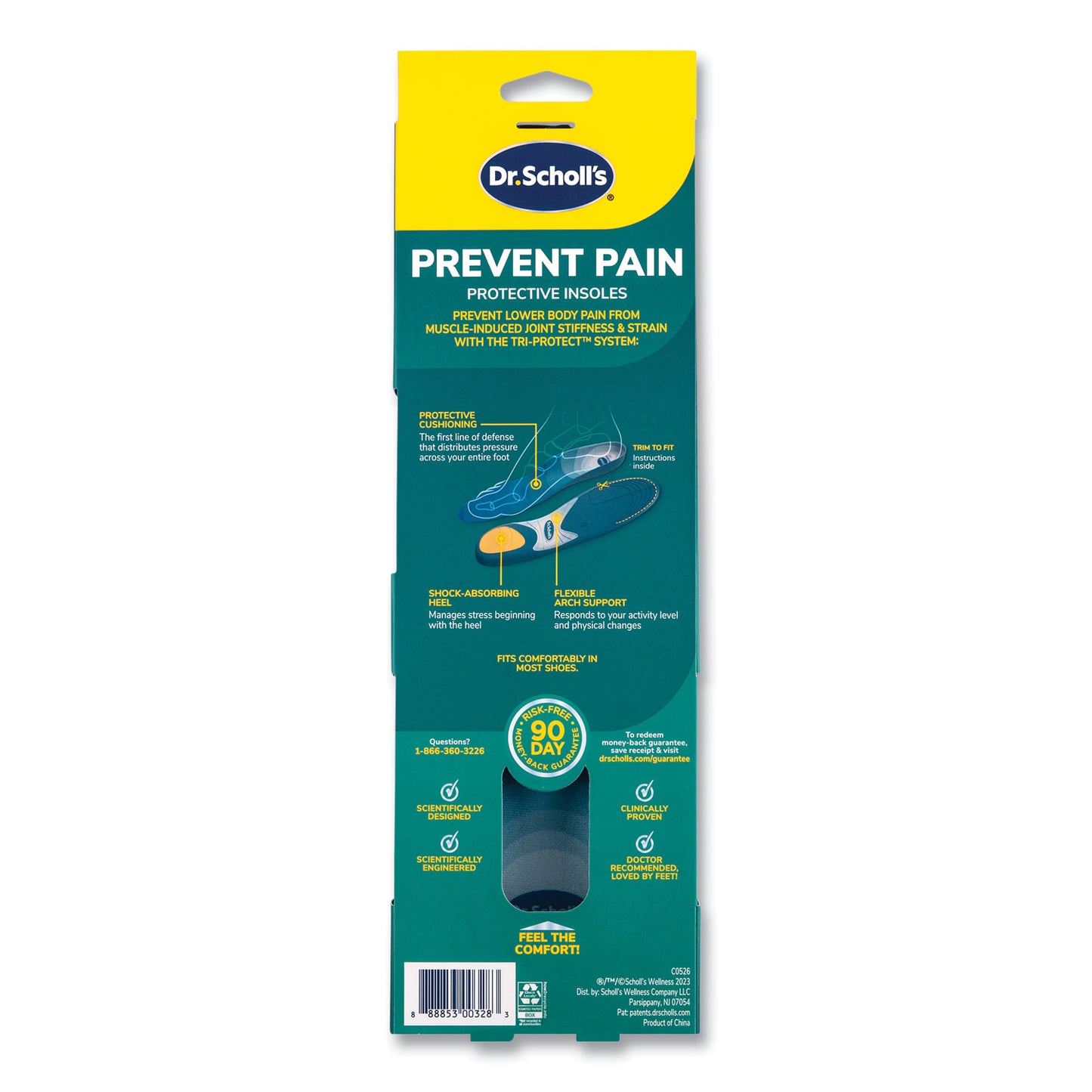 Dr. Scholl's Prevent Pain Protective Insoles for Men, Men's Size 8 to 14, Blue (00328)