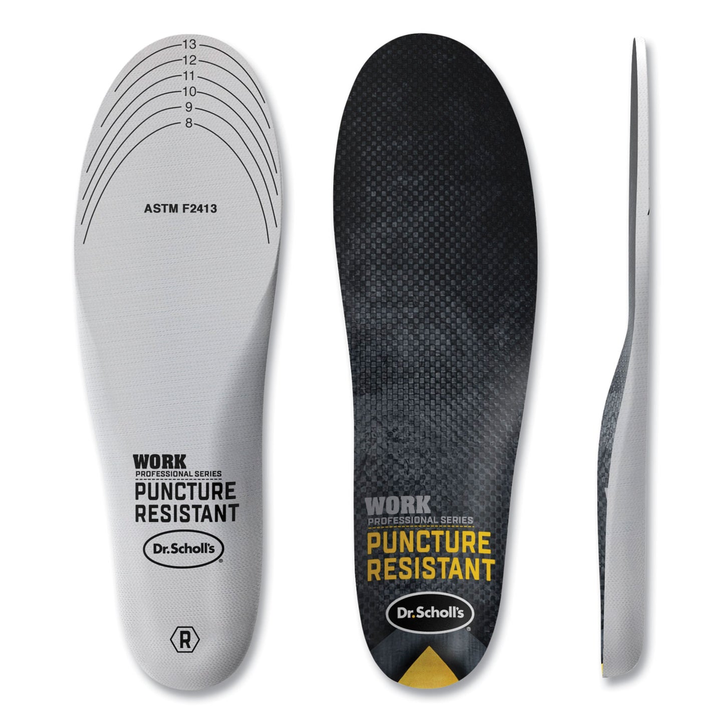 Dr. Scholl's Professional Series Work Puncture Resistant Insoles for Men, Men's Size 8 to 14, Black (00293)