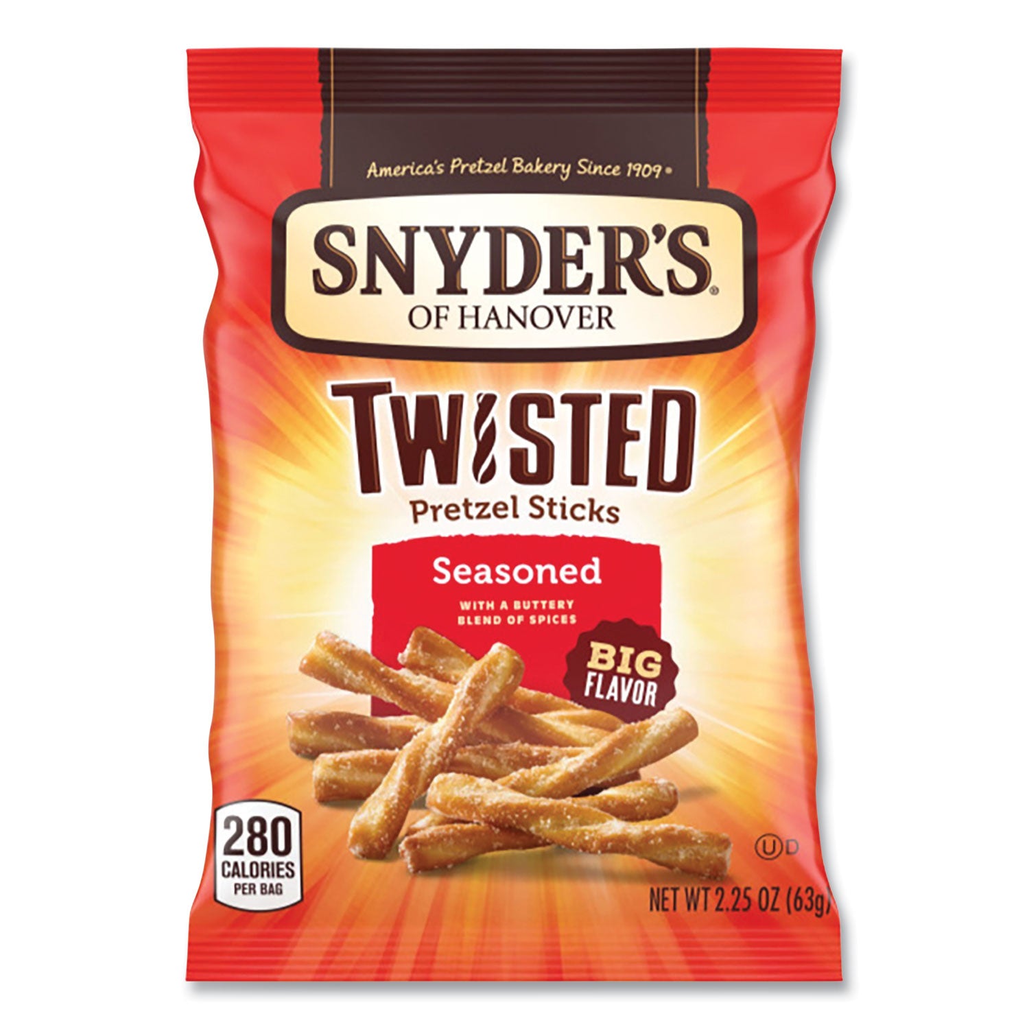 Snyder's Pretzels, Seasoned, 2.25 oz Bag, 36/Carton (14750)