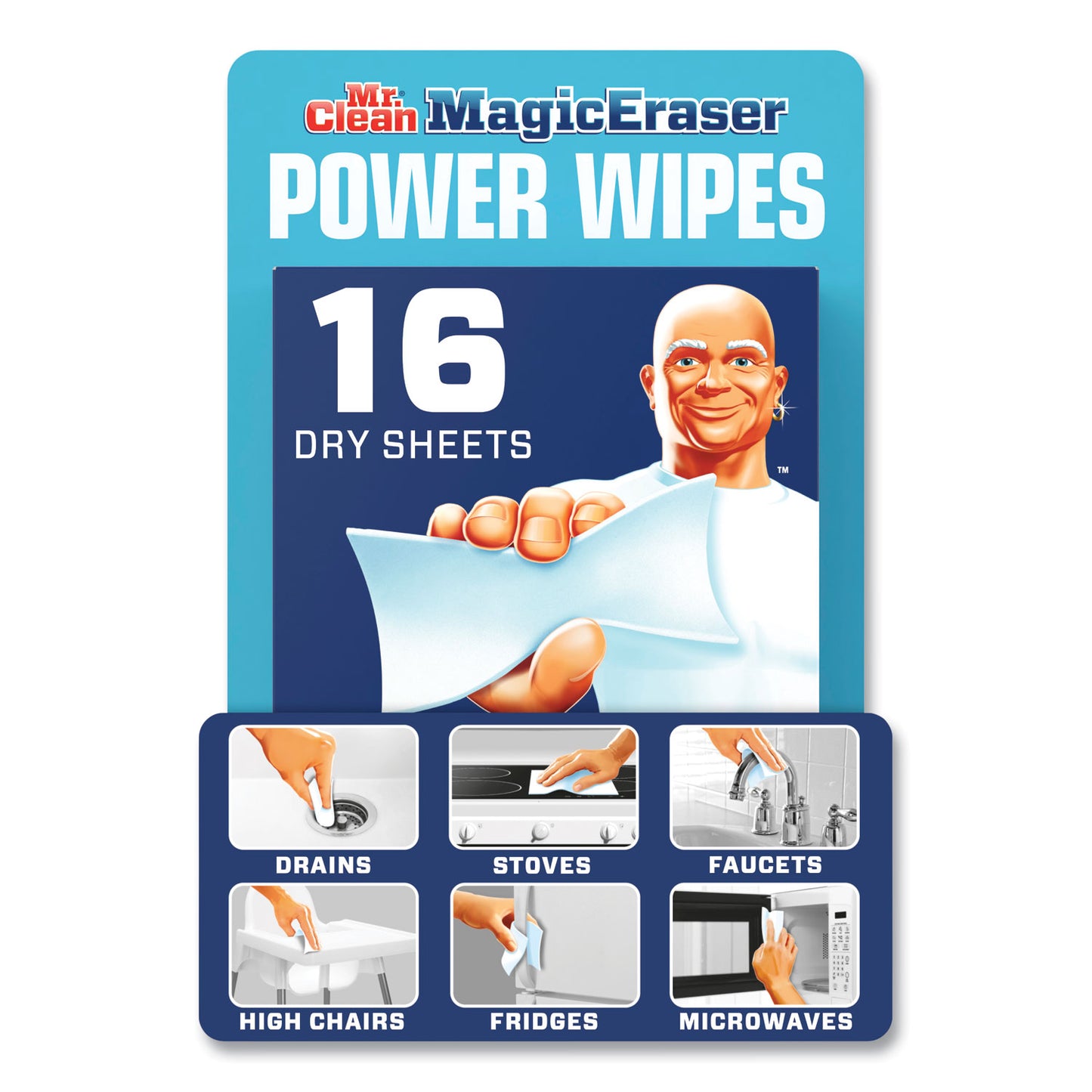 Mr. Clean Magic Eraser Sheets, 3.5 x 5.8, 0.03" Thick, White, 16 Sheets/Pack, 4 Packs/Carton (02515)
