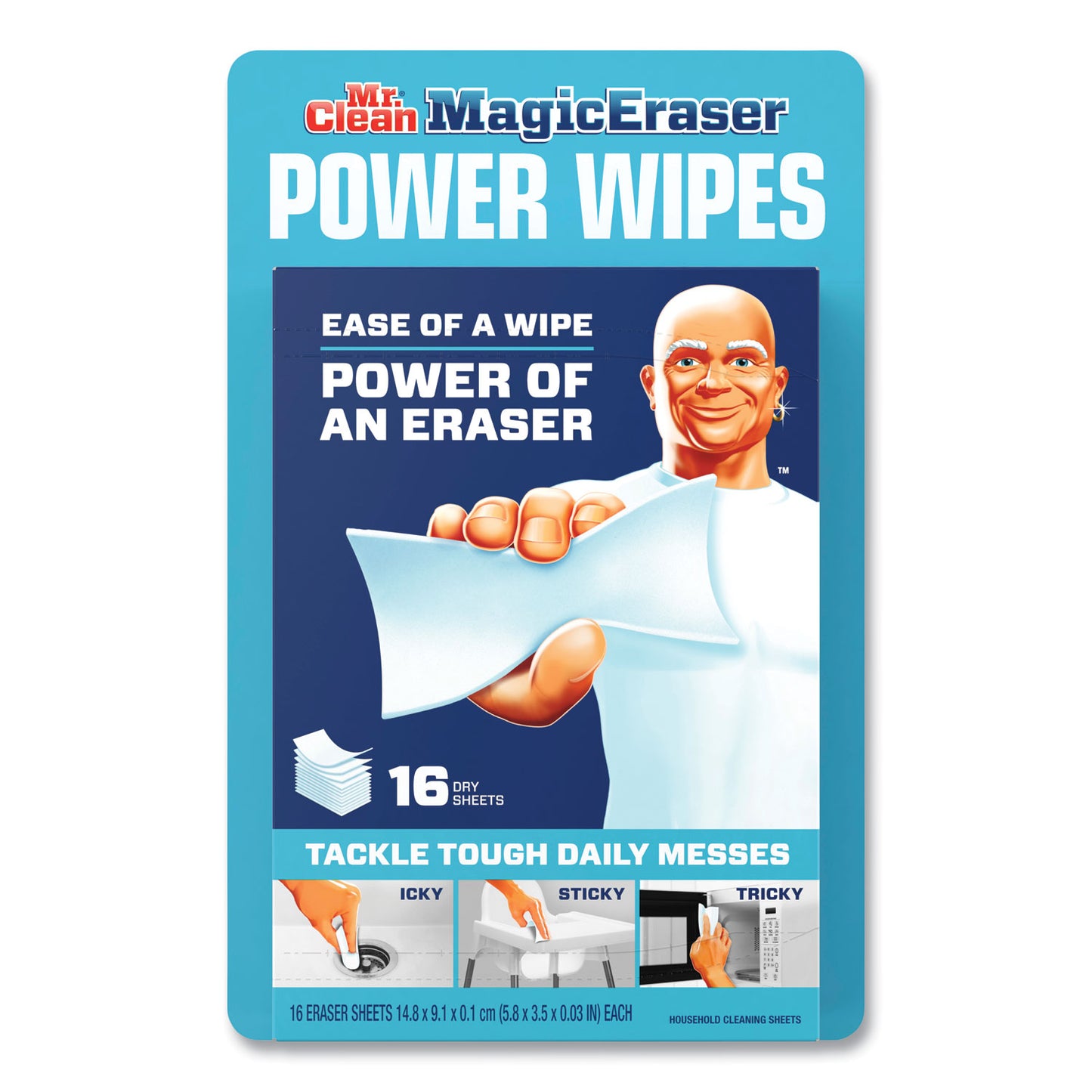 Mr. Clean Magic Eraser Sheets, 3.5 x 5.8, 0.03" Thick, White, 16 Sheets/Pack, 4 Packs/Carton (02515)