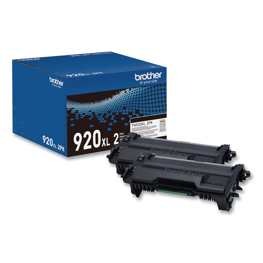 Brother TN920XL2PK High-Yield Toner, 12,000 Page-Yield, Black, 2/Pack