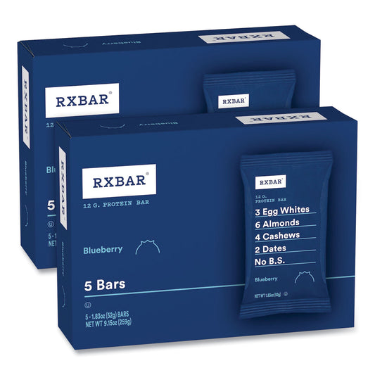 RXBAR Adult Bars, Blueberry, 1.83 oz Bar, 5 Bars/Box, 2 Boxes/Carton (60000741)